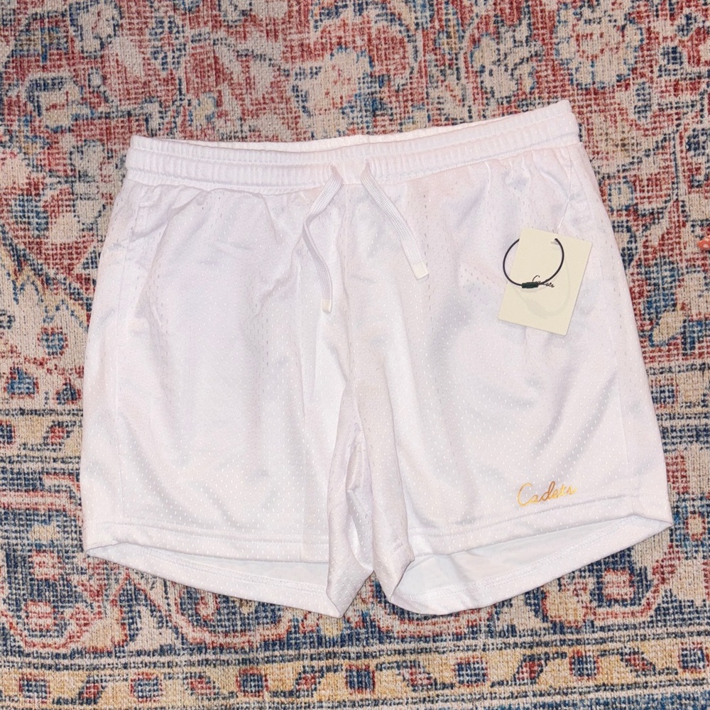 Cadets Men’s Check Out Mesh Shorts in White SZ S NWT